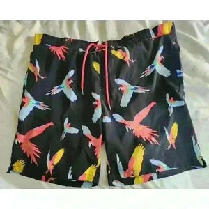 Parrot‎ Black Swim Trunks Men's Sz Large with 7” Inseam BEACH POOL summer travel